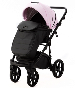 Детская коляска Adamex Nola Deluxe 2 в 1 N-SD101 (РОЗОВ.ЗЕФИР КОЖА + ЧЕРН. КОЖА)