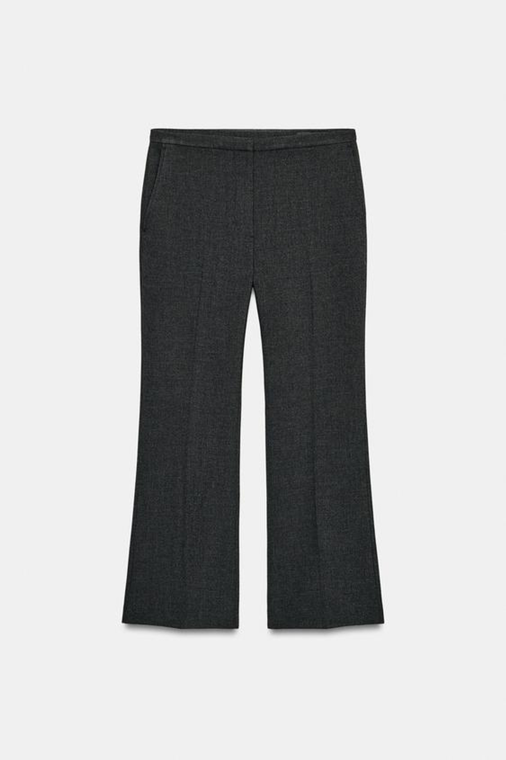 ZARA УКОРОЧЕННЫЕ РАСКЛЕШЕННЫЕ БРЮКИ ZW COLLECTION, ТЕМНО-СЕРЫЙ