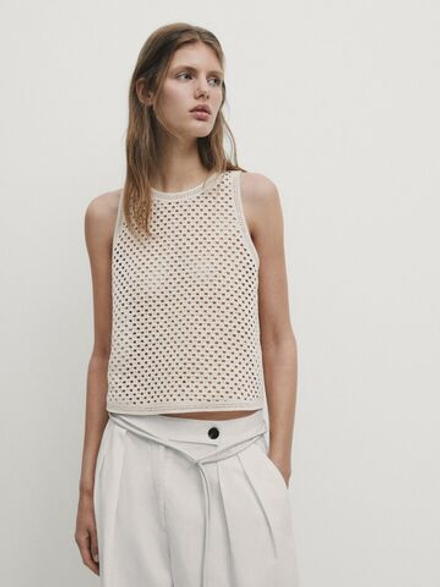Massimo Dutti Широкие брюки с двойной вытачкой, белый