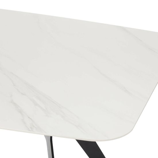 Обеденный стол Scarlet 160х80 ножка из стали, столешница керамика cветло-серый/черный