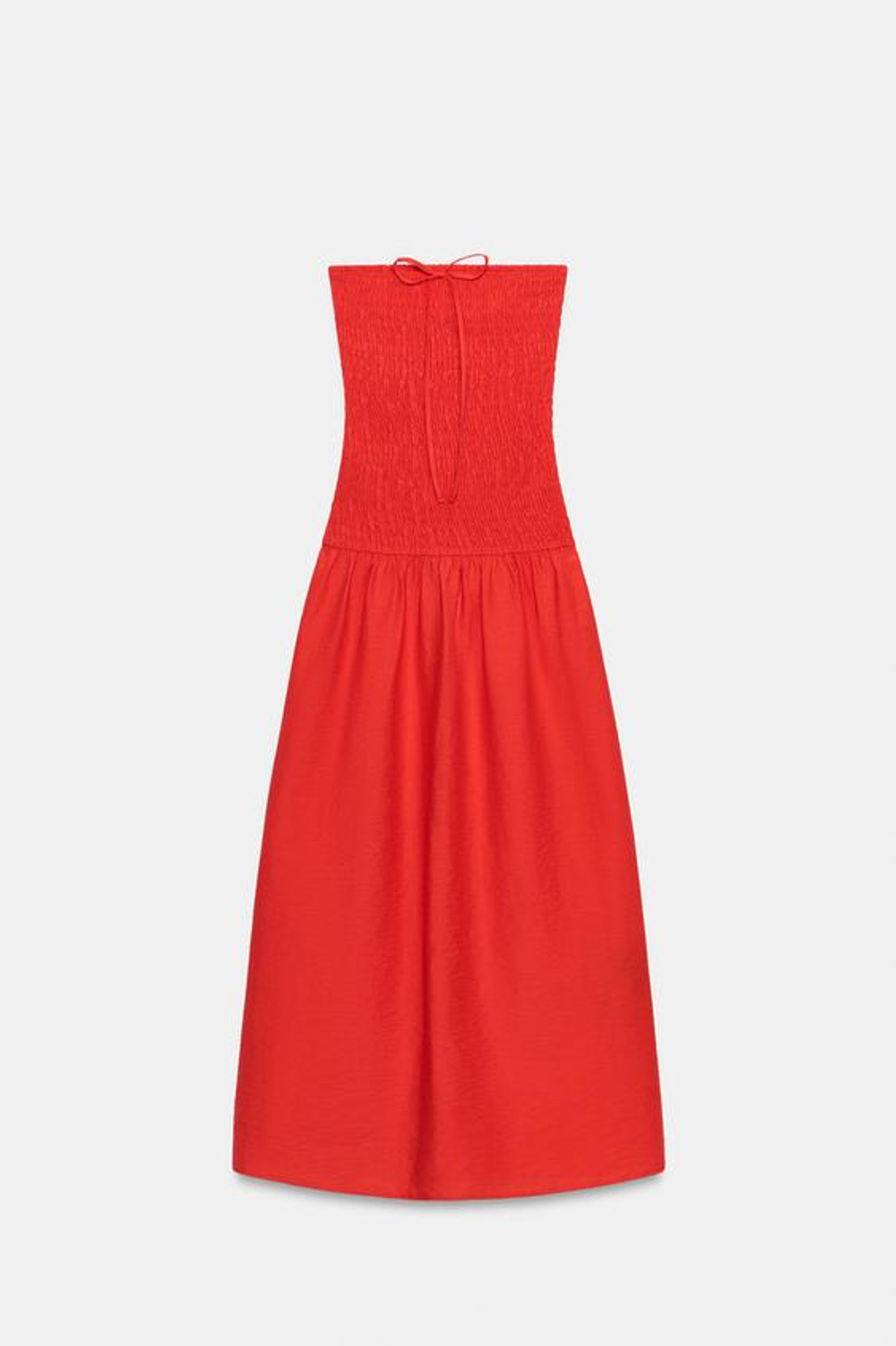 ZARA ПЛАТЬЕ МИДИ С ЭЛАСТИЧНЫМ ЛИФОМ, КРАСНЫЙ