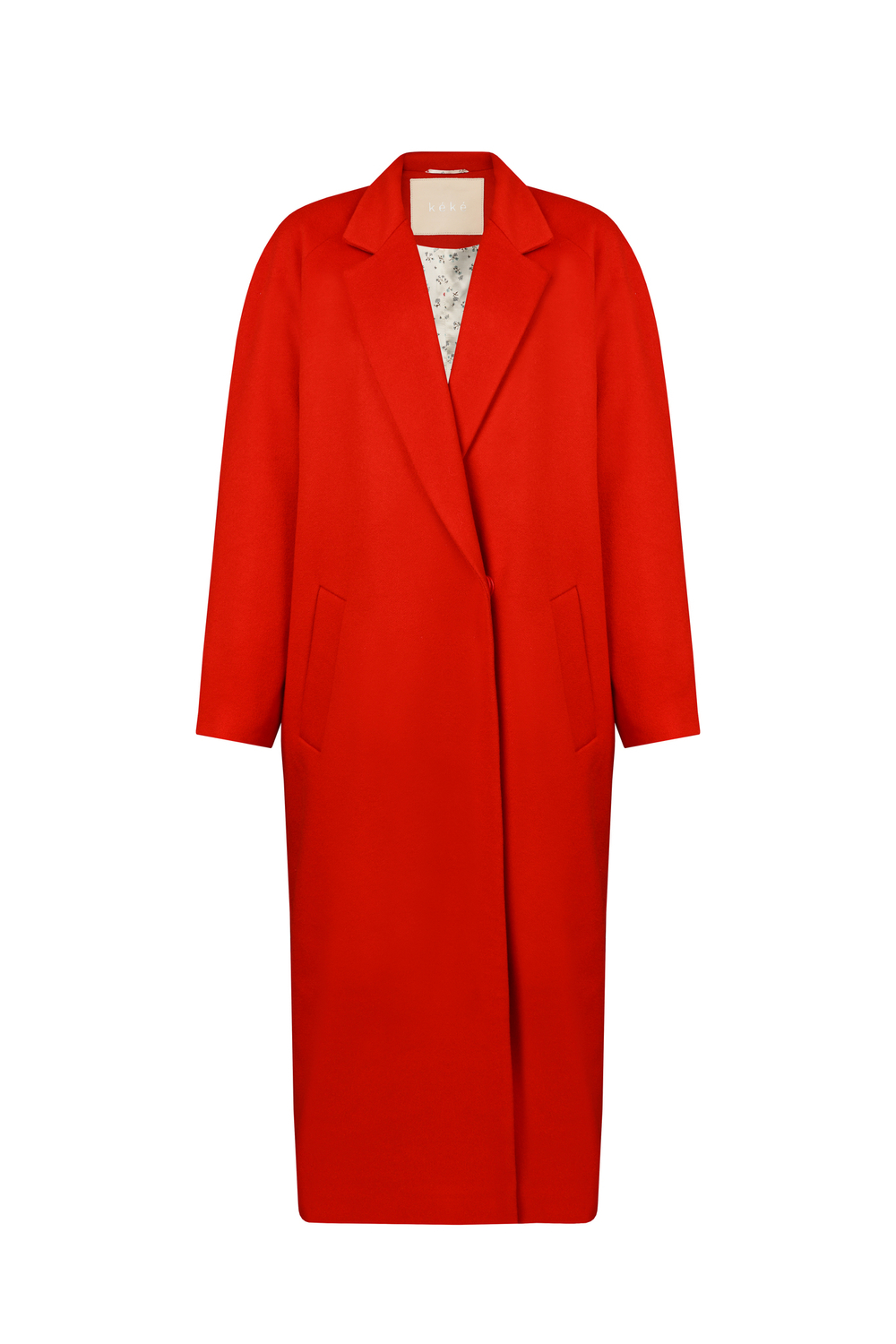 Красное двубортное пальто