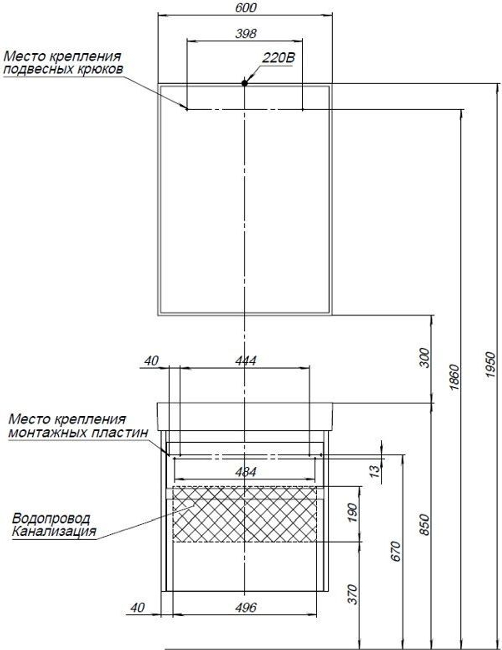 Мебель для ванной Aquanet Nova Lite 60 дуб рустикальный (2 ящика)