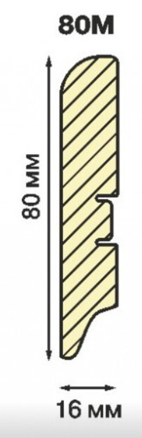 Плинтус МДФ Smartprofile Strong 80М П03 Дуб Филадельфия коньяк 16x80х2400 мм