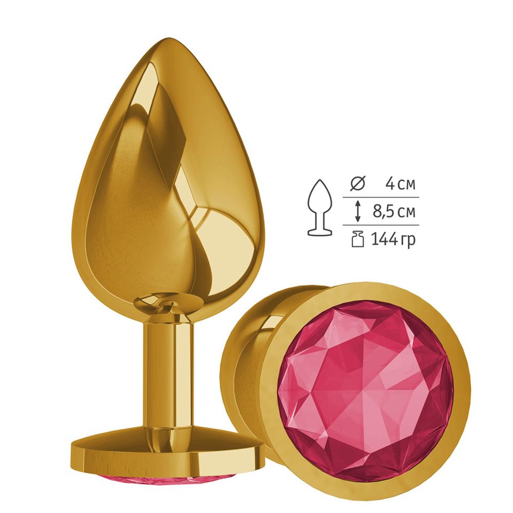 530-02 CRIMSON-DD / Анальная втулка Gold с малиновым кристаллом большая