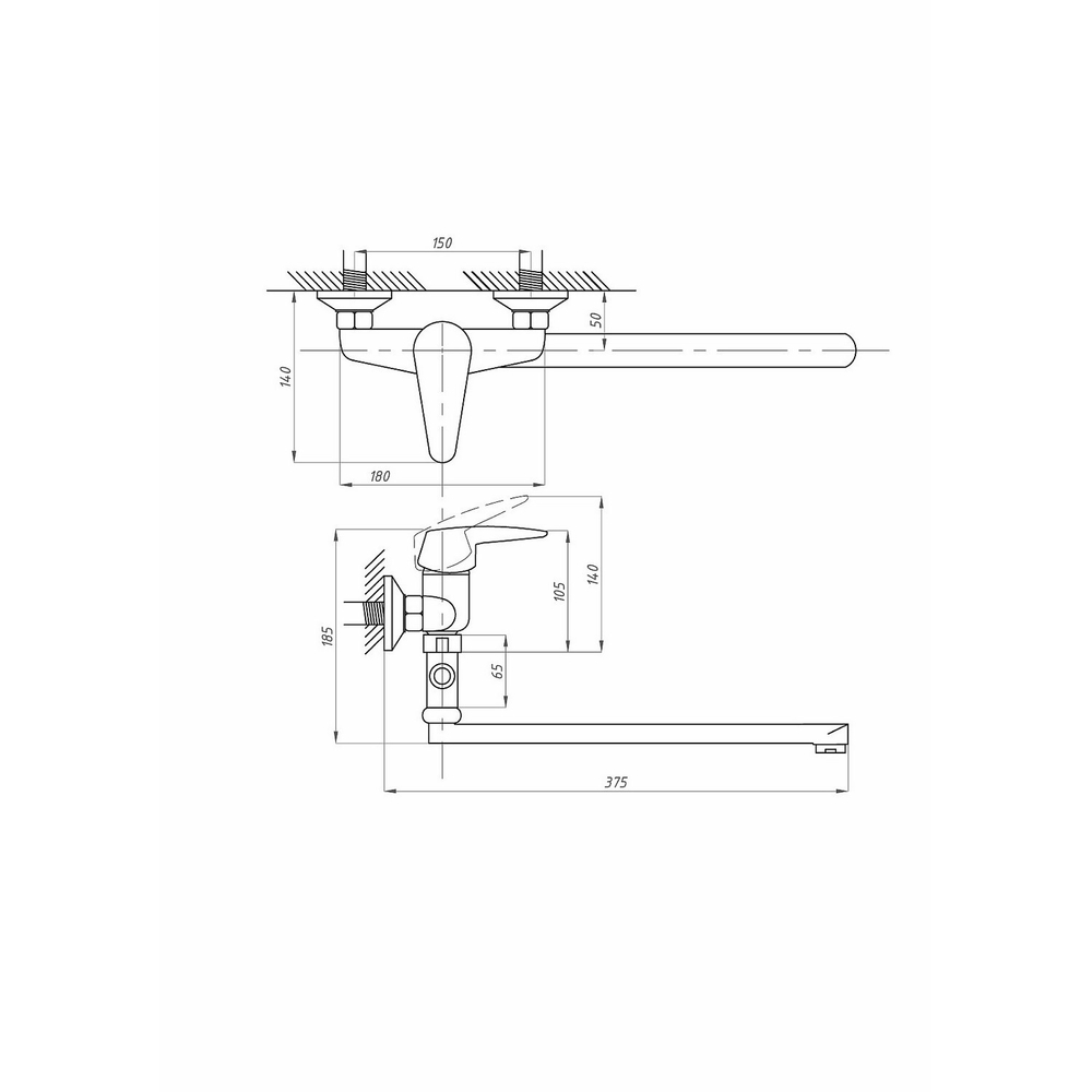Смеситель для ванны и раковины 40к ПРОФСАН ПСМ-523-072 "ЕВРО", эксцентрики "ЕВРО", ХРОМ