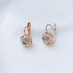 "Малинка" серьги в золотом покрытии из коллекции "Леди" от Jenavi  с английским замком