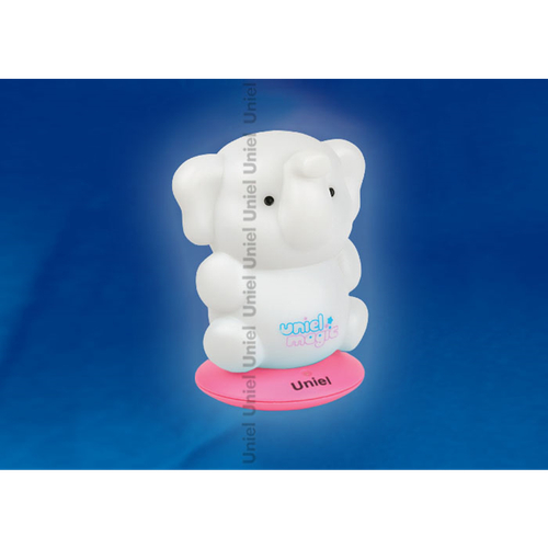 DTL-305-Слоненок/3color/Base pink/Rech Светильник-ночник серия «Волшебные фонарики» аккумуляторный на розовой подставке. Пластиковая упаковка