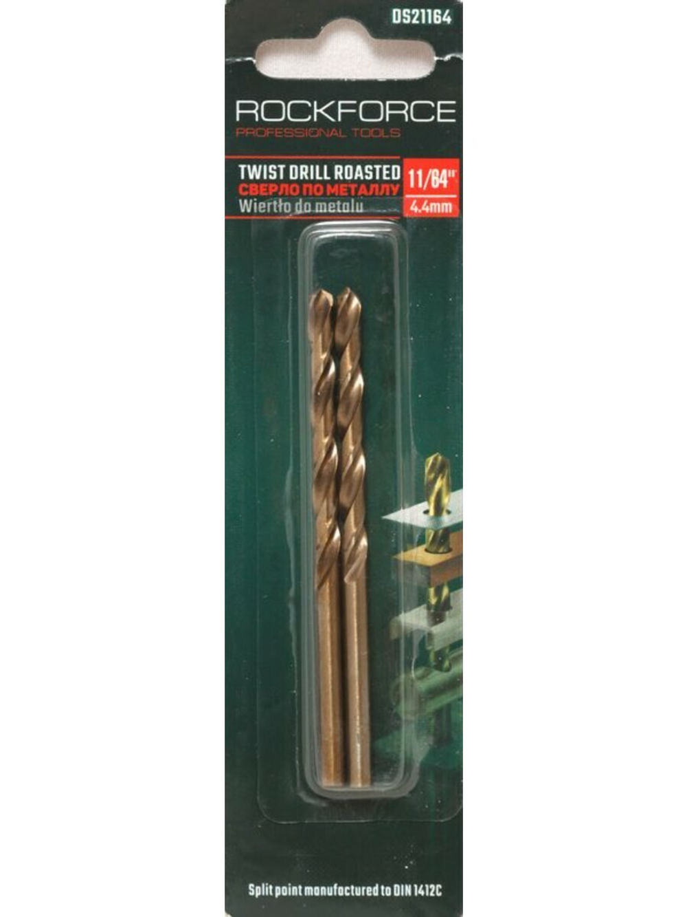 Сверло по металлу 4.4мм HSS+Co(2шт), в блистере RockForce##Rock FORCE RF-DS21164