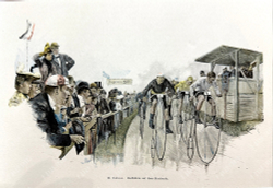 Цеме Вернер. Велоспорт на пенни-фартингах. Германская империя. Бумага, цветная печать. 1880 г.