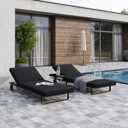 Шезлонг Ideal Patio КОСТА на колесах черный - каркас карбон