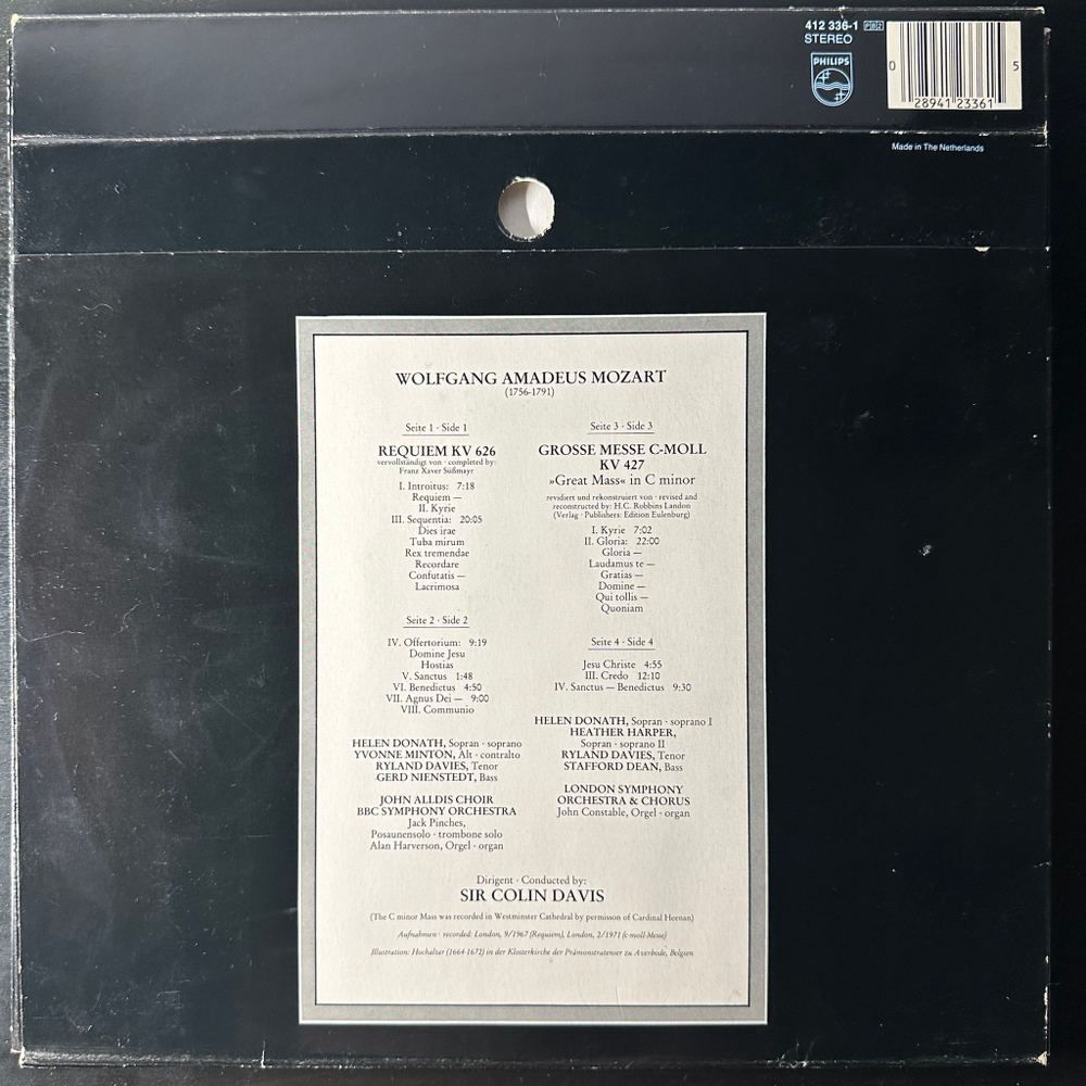 Моцарт - Реквием / Большая месса 2LP (Голландия)