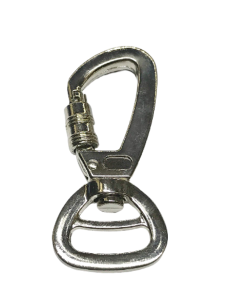 Карабин на вертлюге 25 мм, светлый никель