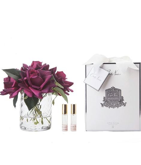 Букет красных французских роз в прозрачной вазе "ёлочка", Cote Noire