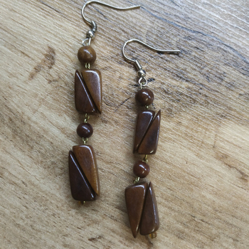 Серьги Клинышки, дерево, цвет темно-коричневый 316871