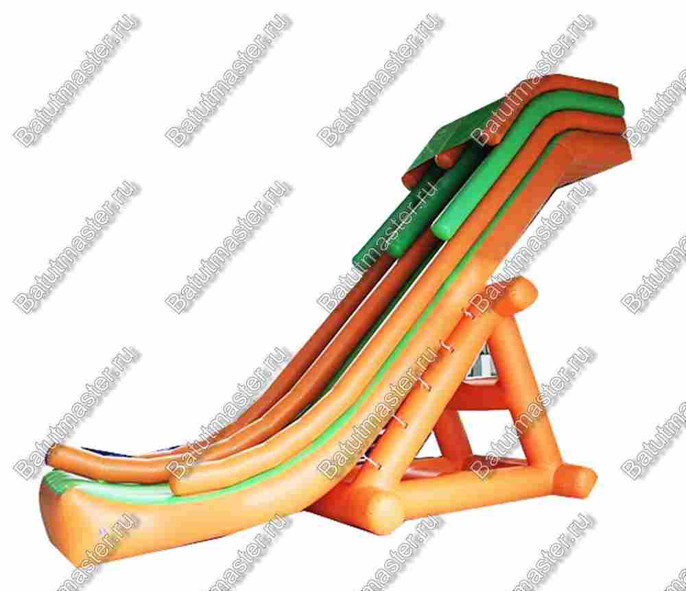 Надувная прямая водная горка для вышки (опоры) «Мандаринка», 12*4*6 м