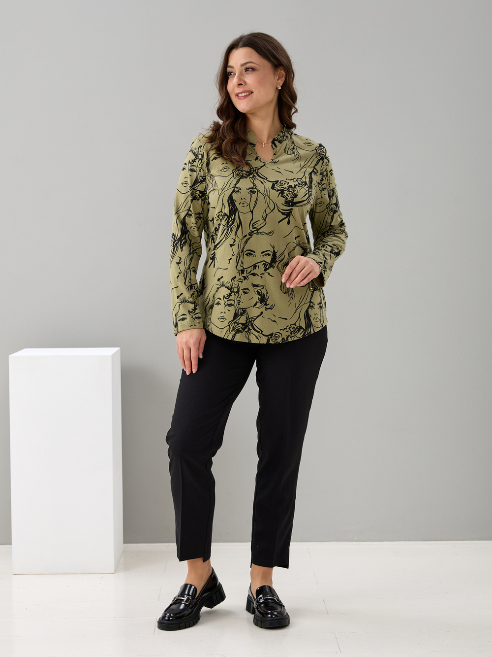 Блузка БЛк-073/хаки-лица