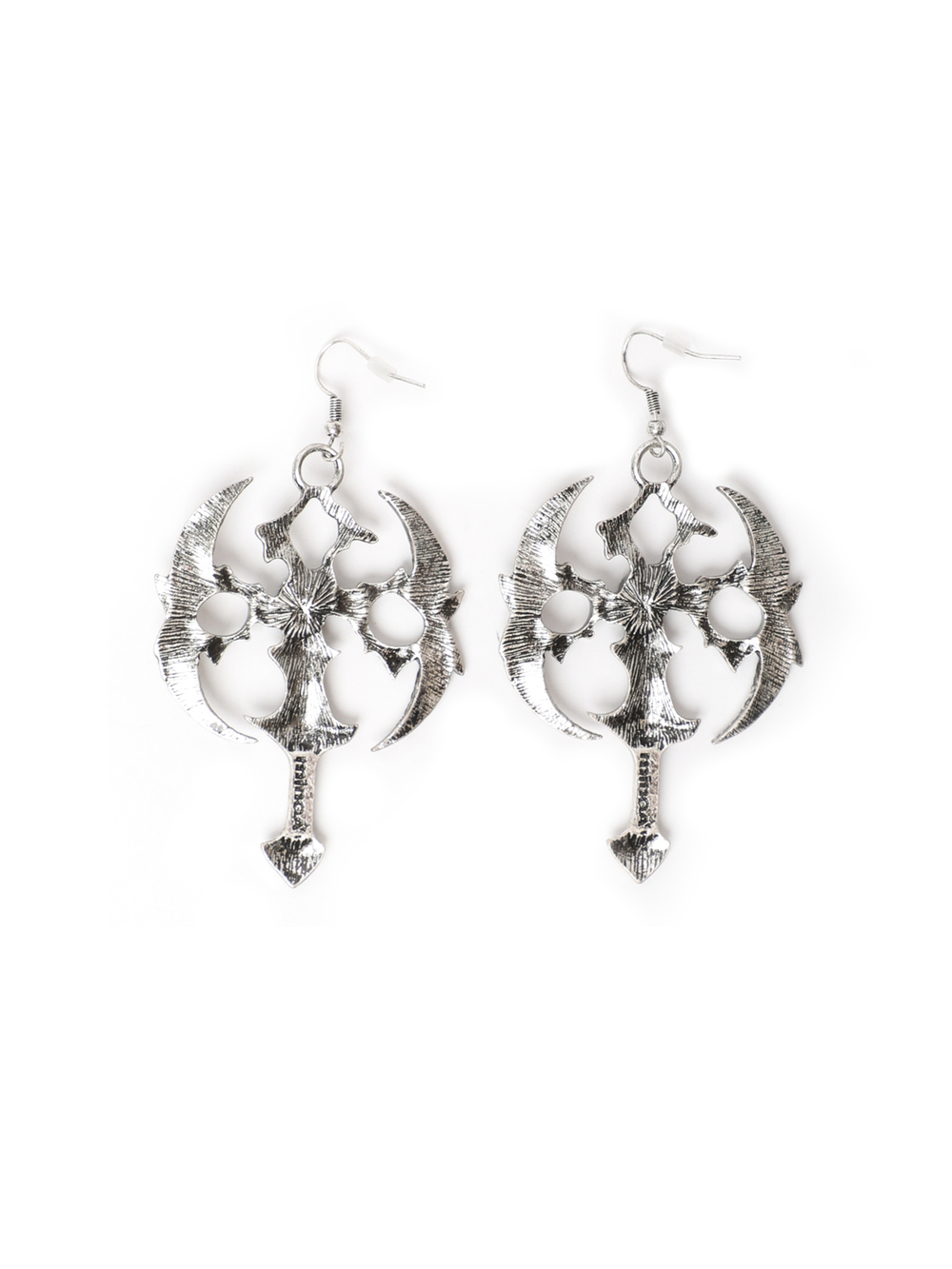 Серьги Oxdized Silver Sigil Cross Drop Earrings