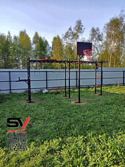 Монтаж уличной шведской стенки Sv Sport Рукоход х 2 (7 вертикальных столбов)