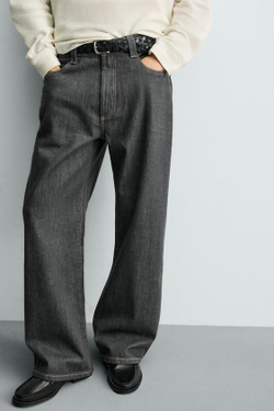 ZARA ДЖИНСЫ СВОБОДНОГО КРОЯ, СЕРО-СИНИЙ