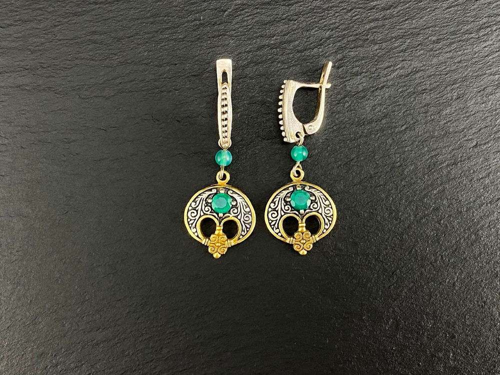 Серьги длинные "Лунницы весенние с крином".