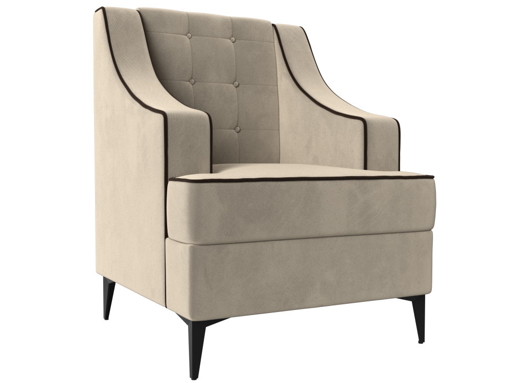 Кресло Марк, Бежевый\Коричневый, Микровельвет, 111873