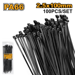 Стяжки нейлоновые черные 2.5х100 мм INGCO HCTB10025