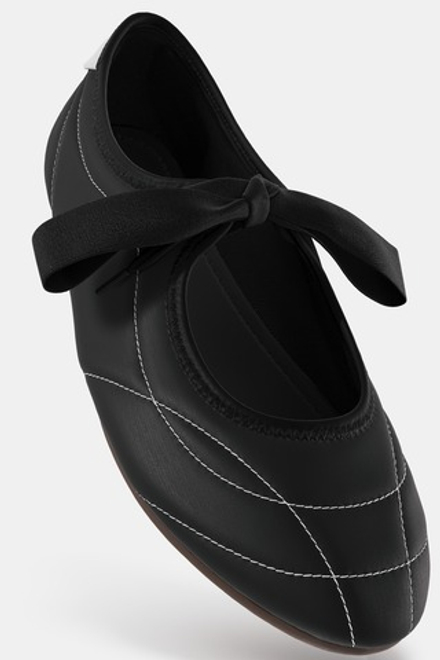 ZARA СПОРТИВНЫЕ БАЛЕТКИ С ОТСТРОЧКОЙ, ЧЕРНЫЙ