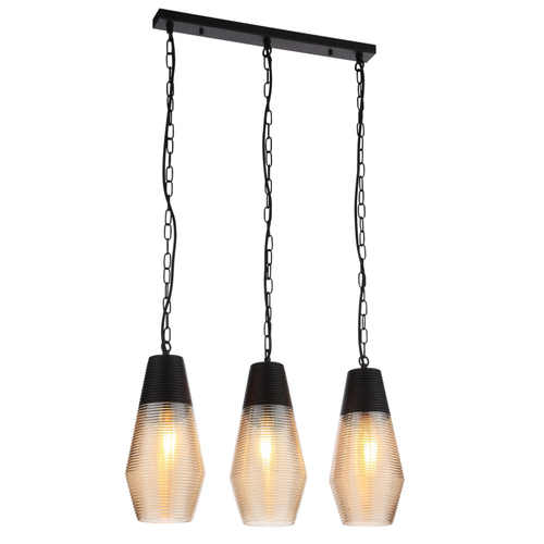 *SL388.413.03 Светильник подвесной ST-Luce Черный/Черный, Янтарный E27 3*60W