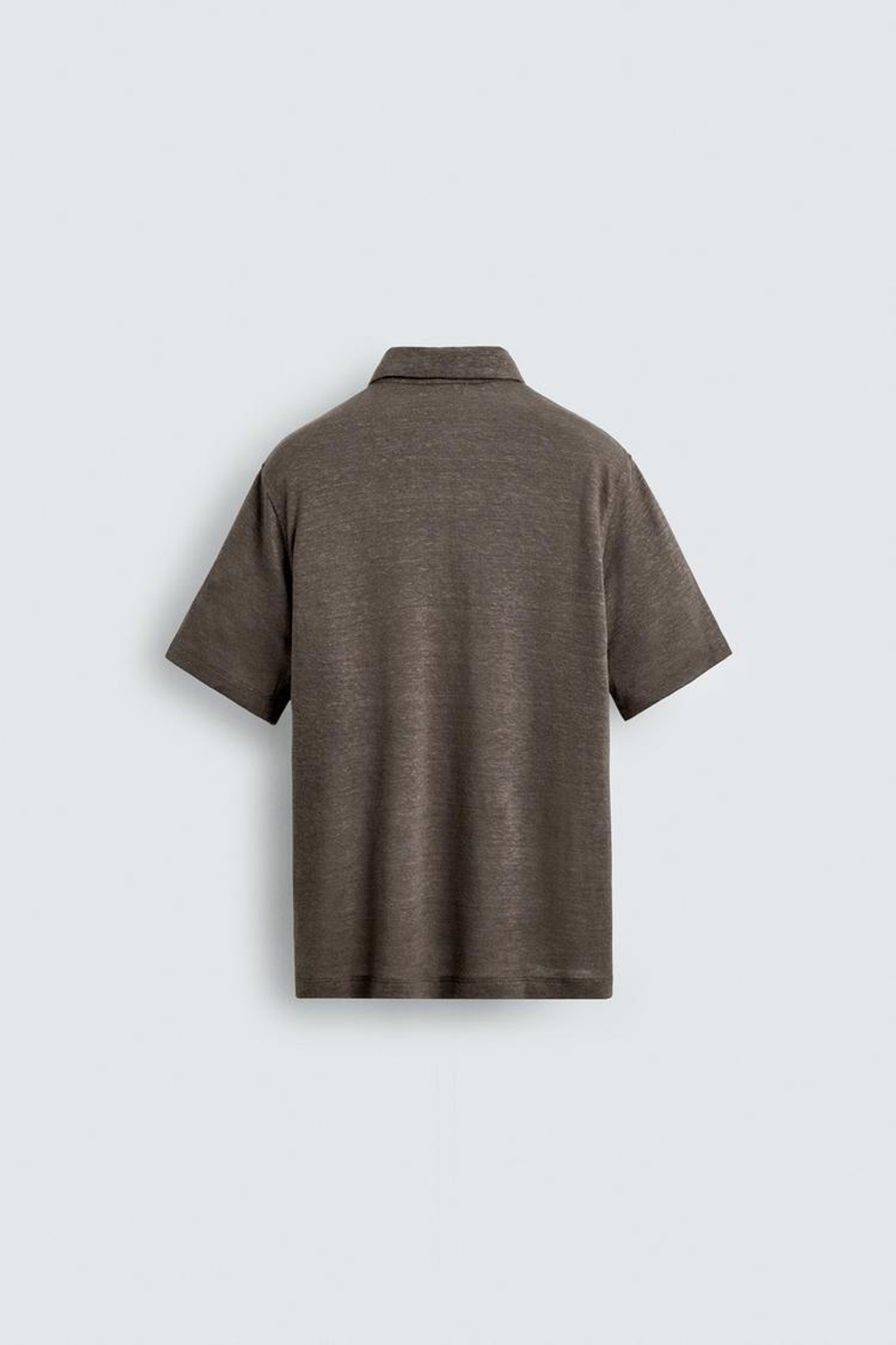 ZARA ПОЛО ИЗ КОНОПЛИ И ВИСКОЗЫ, КОРИЧНЕВЫЙ