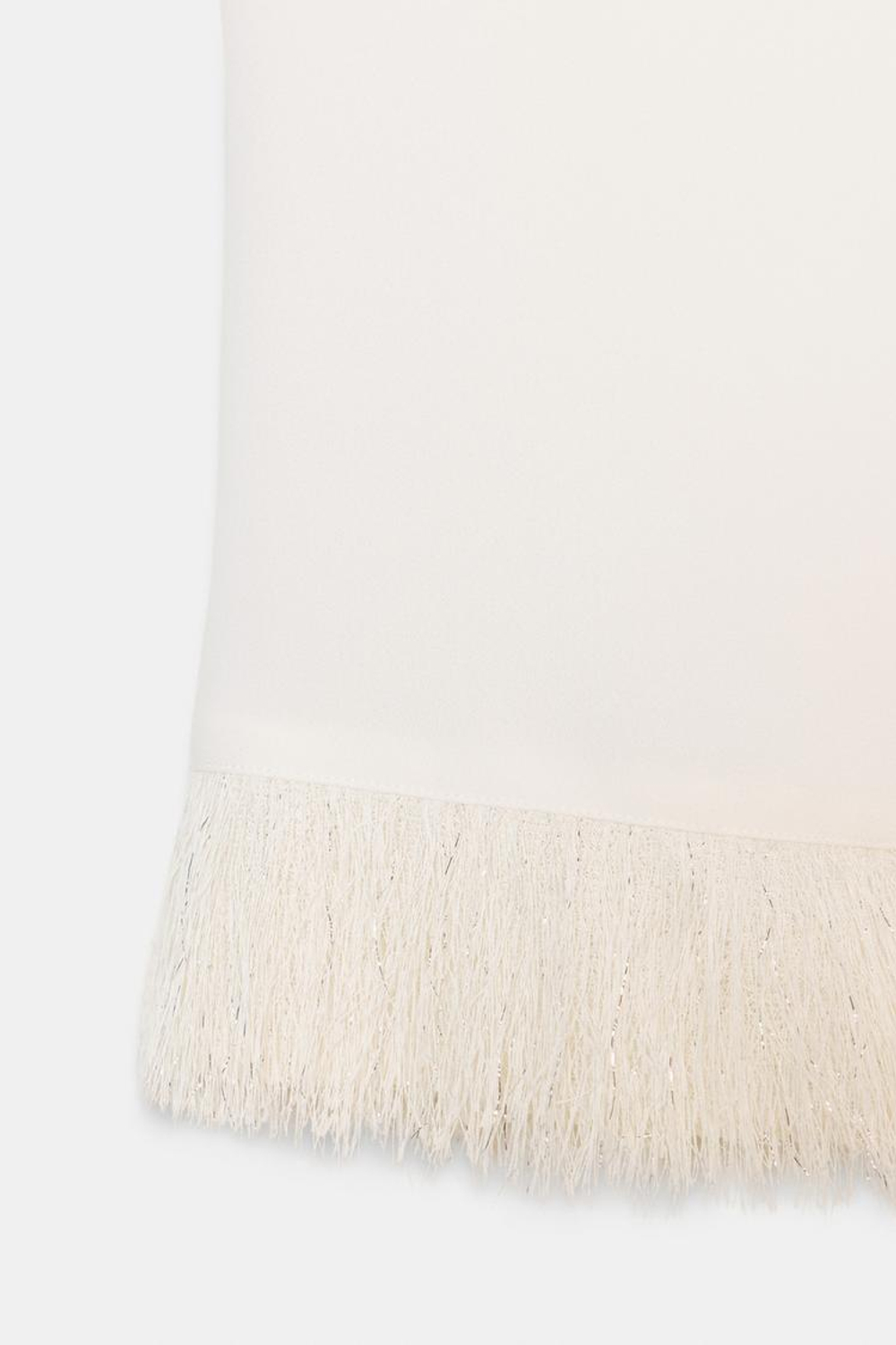 ZARA ТОП С ПОДПЛЕЧНИКАМИ И БАХРОМОЙ, ЭКРЮ