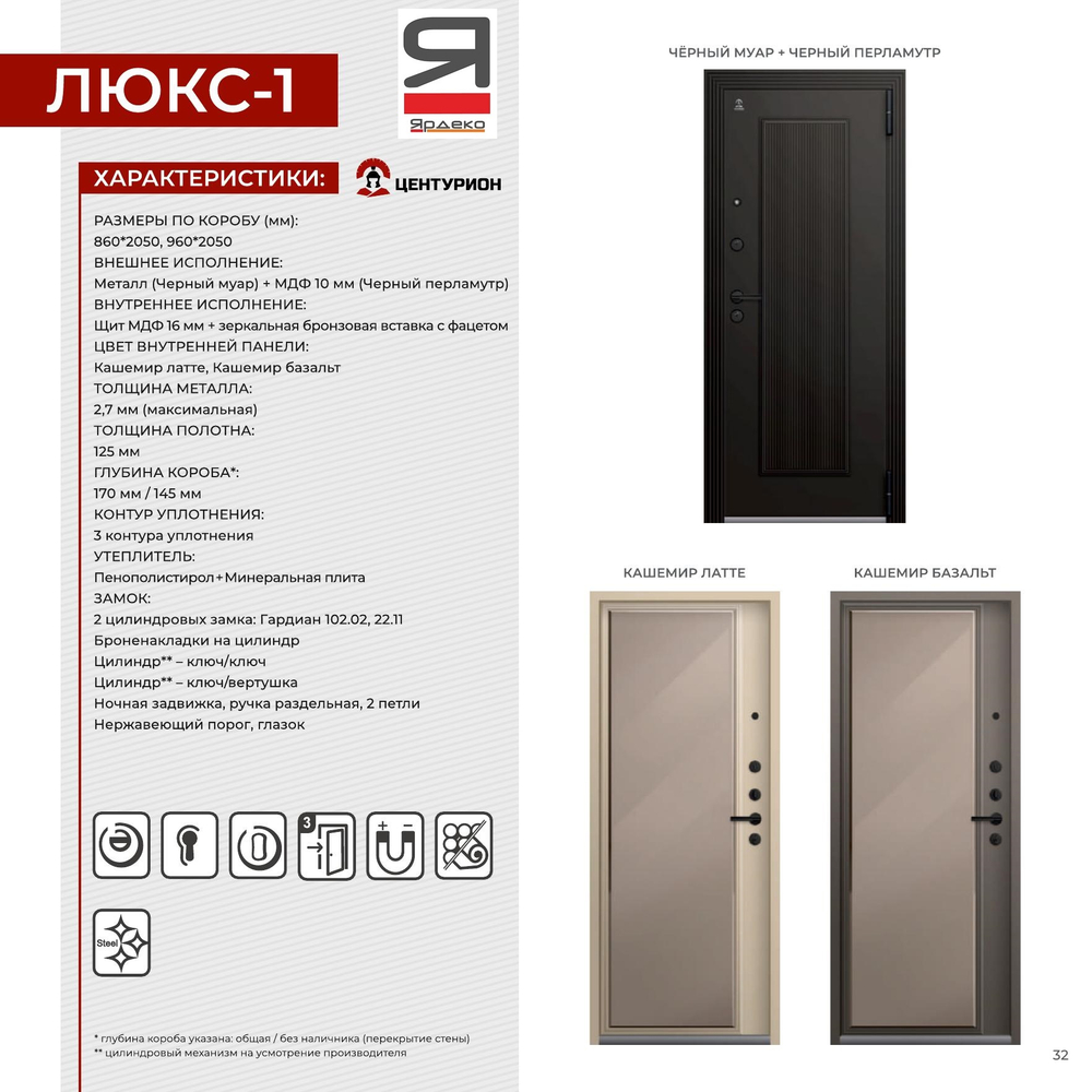 Описание и характеристики Входная дверь для квартиры Люкс-1 (2026)