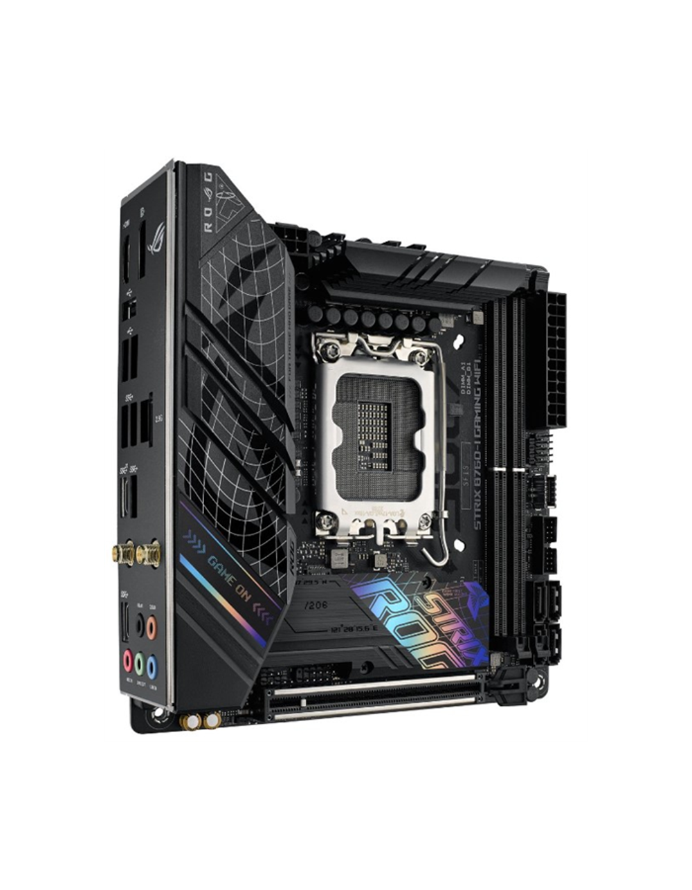 Материнская плата ASUS ROG STRIX B760-I GAMING WIFI, LGA1700, B760, 2*DDR5, 4*SATA, 2*M.2, 3*USB 3.2, 3*USB 2.0, Type-C, 1*PCIx16, DP+HDMI, mITX; 90MB1D90-M0EAY0