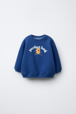 ZARA ТОЛСТОВКА С ПРИНТОМ «МЕДВЕЖОНОК», СИНИЙ