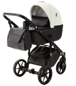 Детская коляска Adamex Nola Deluxe 3 в 1 N-SD104 (КРЕМОВАЯ КОЖА + ЧЕРН.КОЖА)