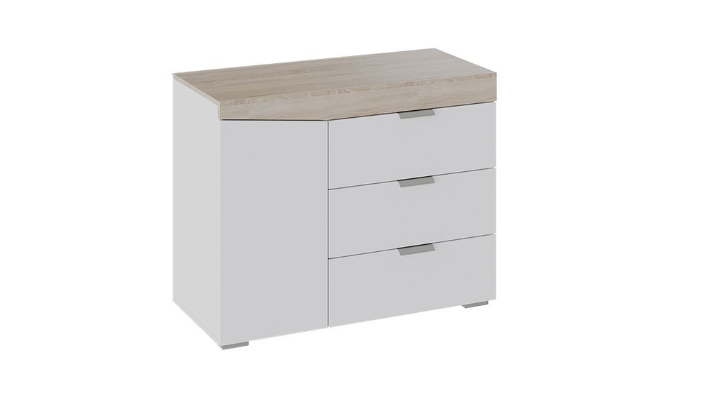 Комод для одежды с ящиками и полками Дуб Сонома/Белый Ясень 3 ящика 100х45х79 см