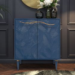 Комод Арт Колор leaves Классик Голд с 2 полками Королевский синий