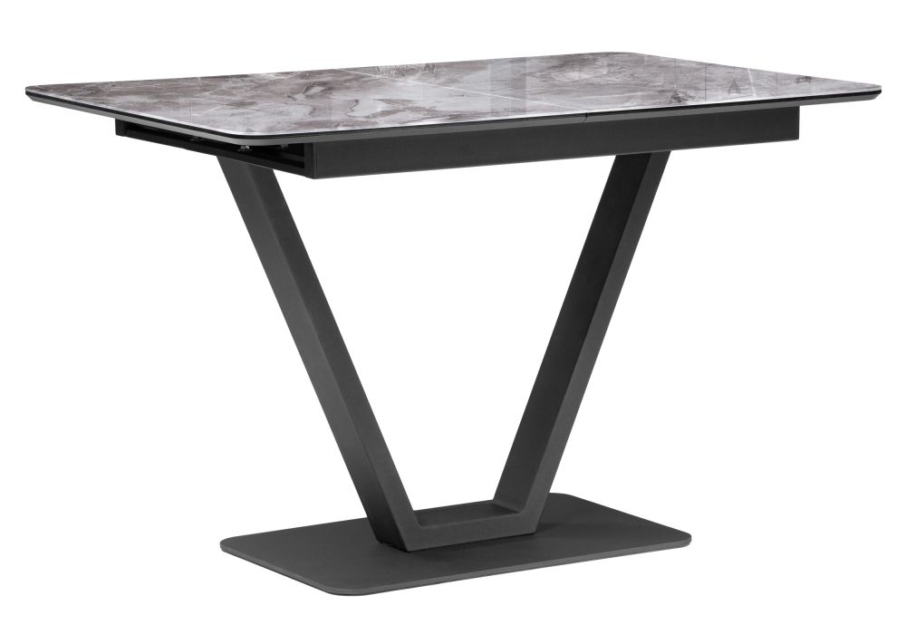 Стол на тумбе Бугун 120(160)х80х77 мрамор серый / черный