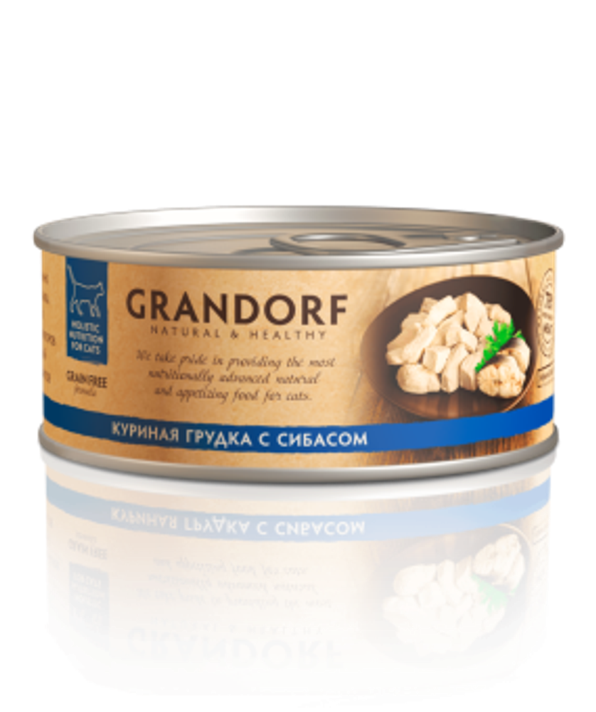 Grandorf 70г Влажный корм для кошек Chicken &amp; Seabass, беззерновой, куриная грудка с сибасом