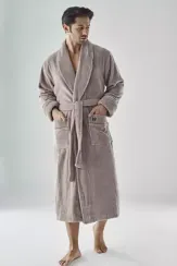 Халат мужской махровый 1400 св. бежевый Nusa