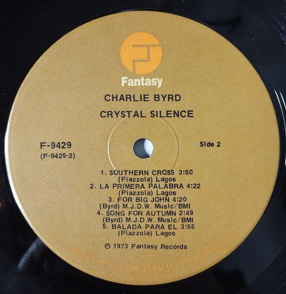 Винтажная виниловая пластинка LP Charlie Byrd Crystal Silence (USA 1973)