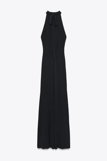 ZARA ДЛИННОЕ ПЛАТЬЕ ХАЛТЕР С ОТКРЫТОЙ СПИНОЙ, ЧЕРНЫЙ