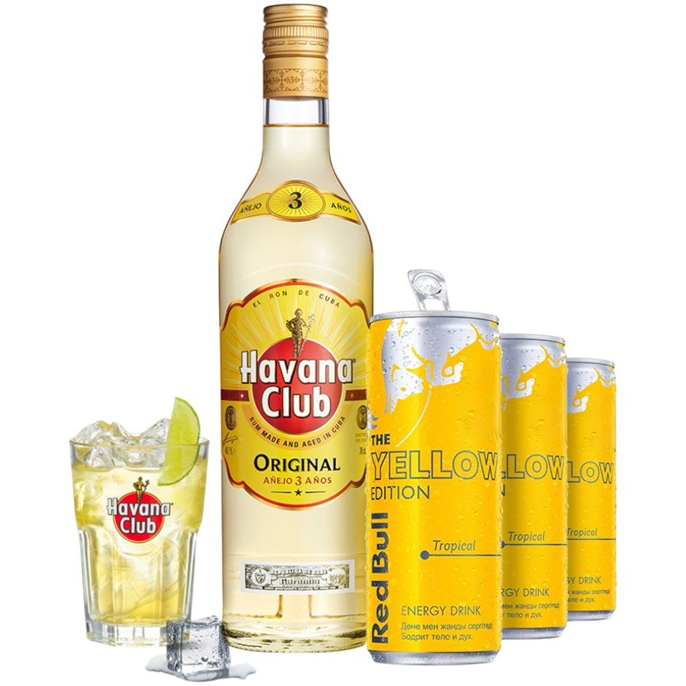 Сет Ром Havana Club 3 Y.O. 0,7 л. + Red Bull Yellow 3 шт.
