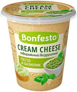 Сыр Bonfesto мягкий кремчиз воздушный сливочный песто и базилик 65%, 125 г