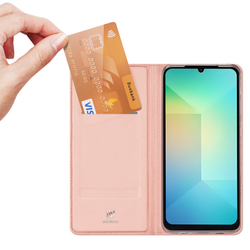 Чехол книжка из PU кожи розового цвета от Dux Ducis для Samsung Galaxy A07 4G, серия Skin Pro Series Case
