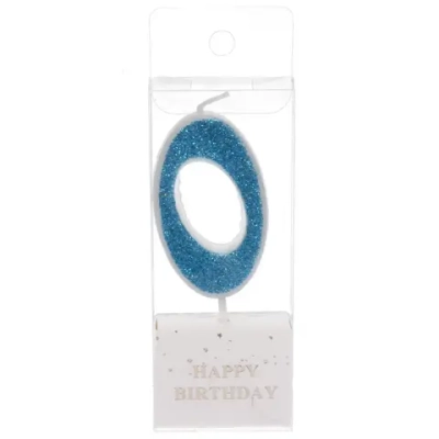 Свеча для торта Цифра Иллюзия «0» 9.5 см, голубой