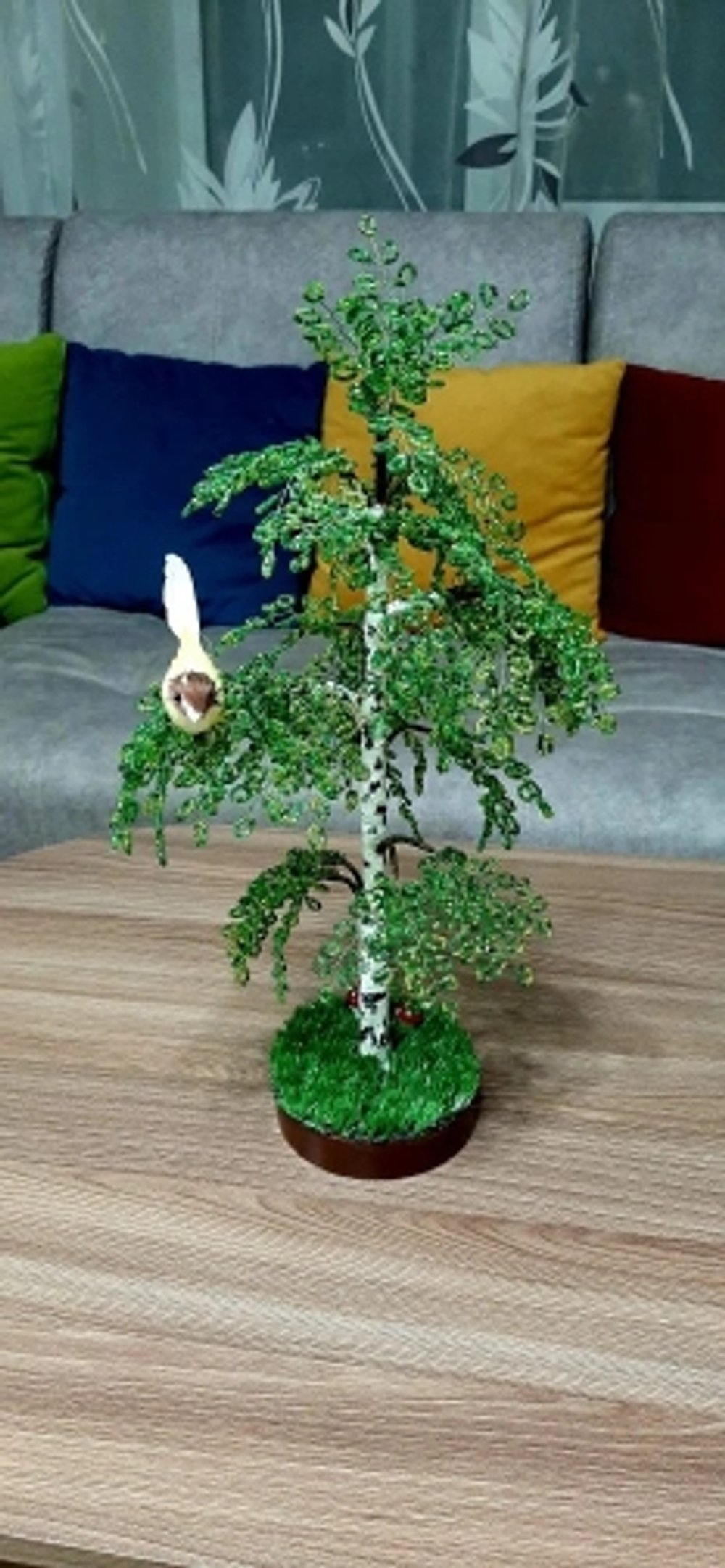 Береза из бисера 45см