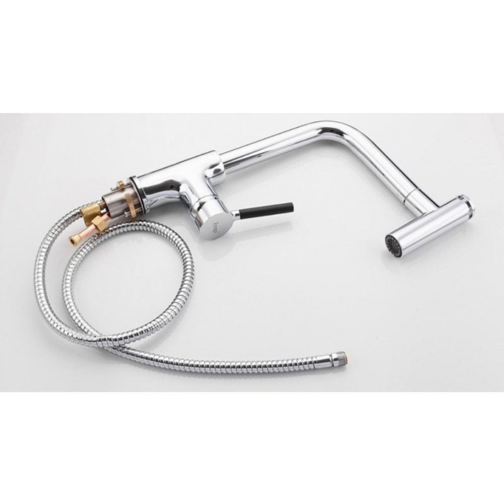 Смеситель для кухни, Frap, выдвиж излив, с картриджем, хром, F6044