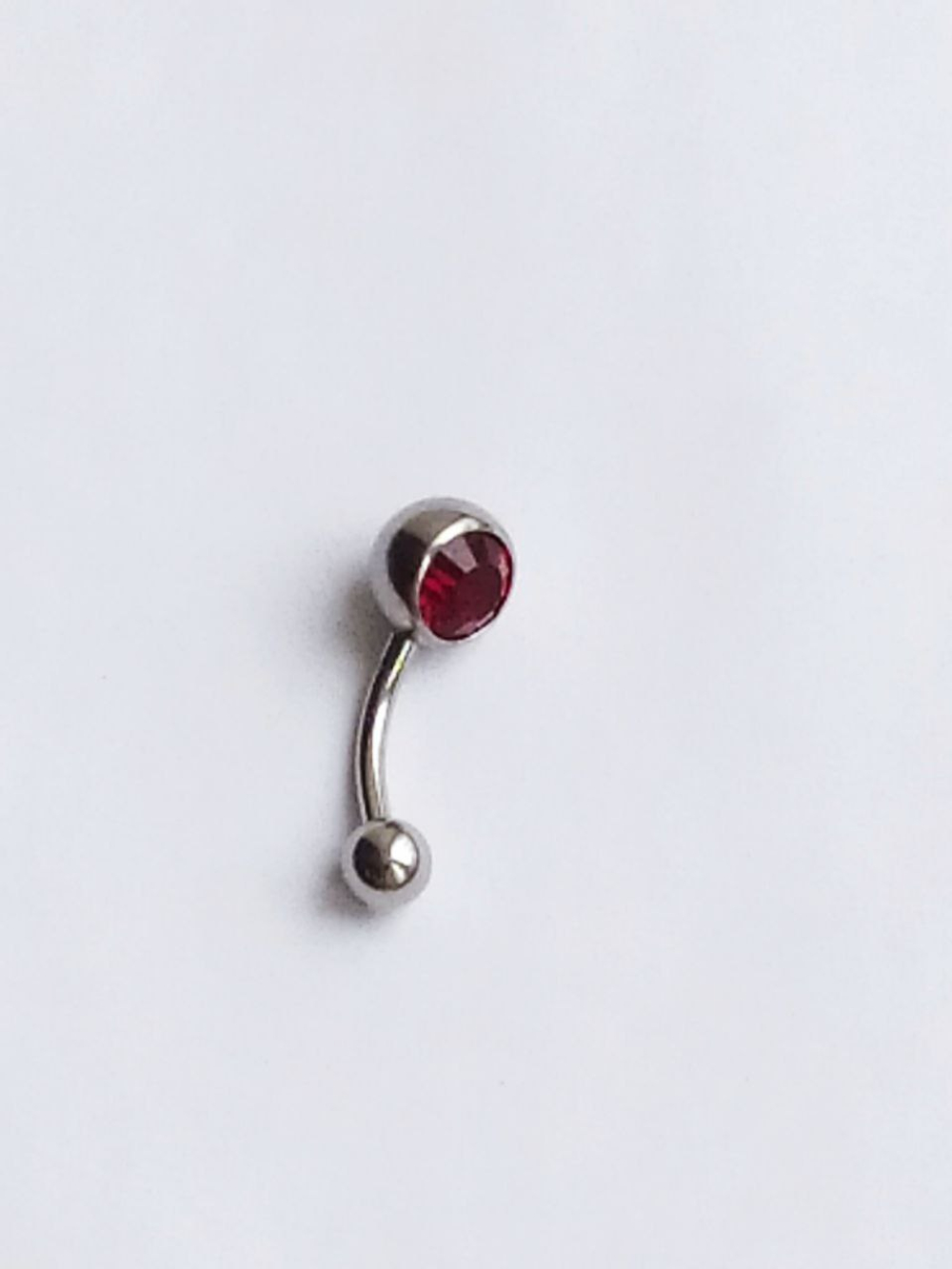 Банан для пупка, 1,6 х 10 мм, с камнем, красный