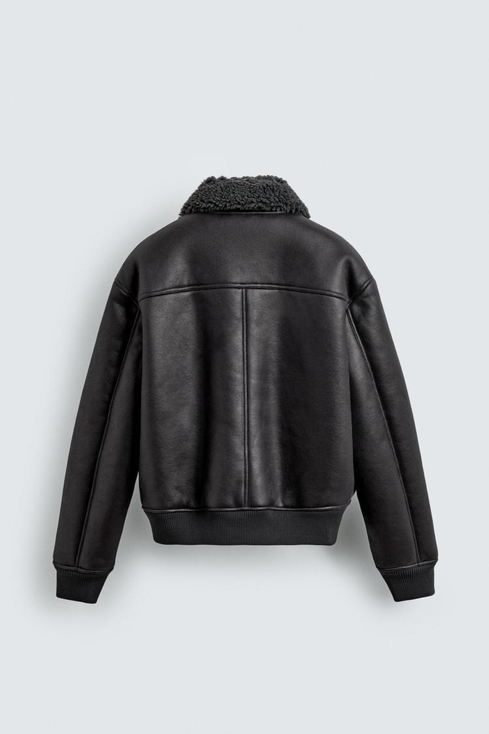 ZARA ДУБЛЕНКА ИЗ ИСКУССТВЕННОЙ КОЖИ, АНТРАЦИТОВО-СЕРЫЙ